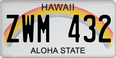 HI license plate ZWM432