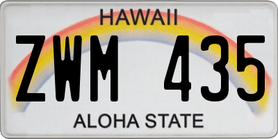HI license plate ZWM435
