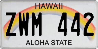 HI license plate ZWM442