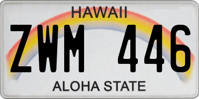 HI license plate ZWM446