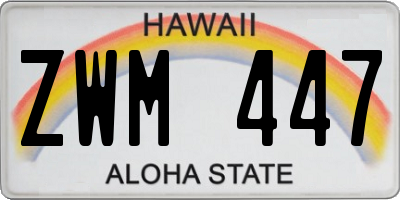 HI license plate ZWM447