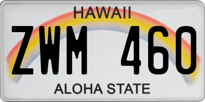 HI license plate ZWM460