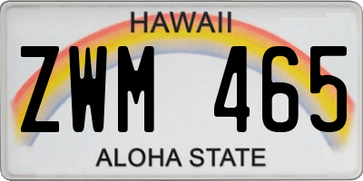 HI license plate ZWM465