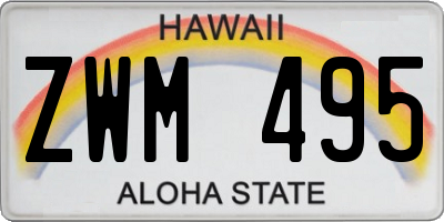 HI license plate ZWM495