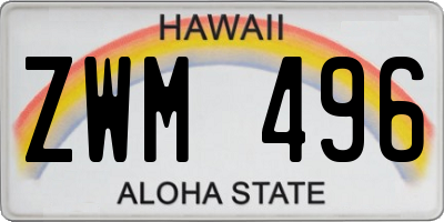HI license plate ZWM496