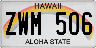 HI license plate ZWM506