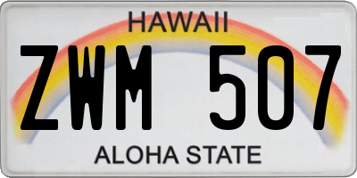 HI license plate ZWM507
