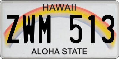 HI license plate ZWM513