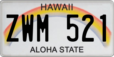 HI license plate ZWM521