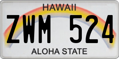 HI license plate ZWM524