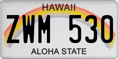 HI license plate ZWM530