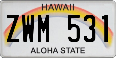 HI license plate ZWM531