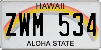 HI license plate ZWM534