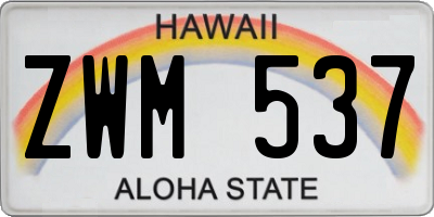 HI license plate ZWM537