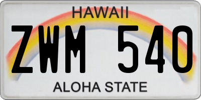 HI license plate ZWM540