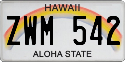 HI license plate ZWM542