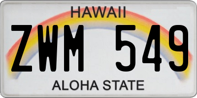HI license plate ZWM549