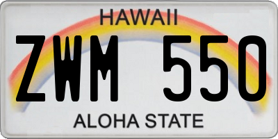 HI license plate ZWM550