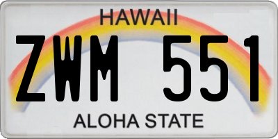 HI license plate ZWM551