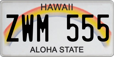 HI license plate ZWM555