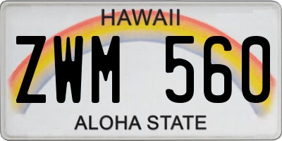 HI license plate ZWM560