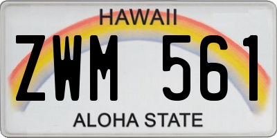HI license plate ZWM561