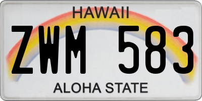 HI license plate ZWM583