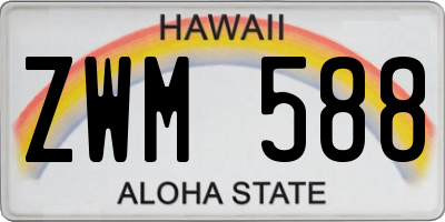 HI license plate ZWM588
