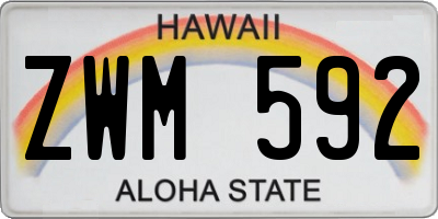 HI license plate ZWM592