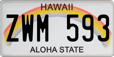 HI license plate ZWM593