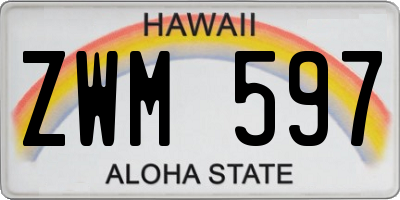 HI license plate ZWM597