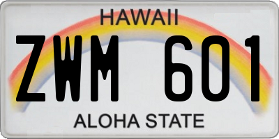 HI license plate ZWM601