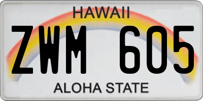 HI license plate ZWM605