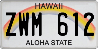 HI license plate ZWM612