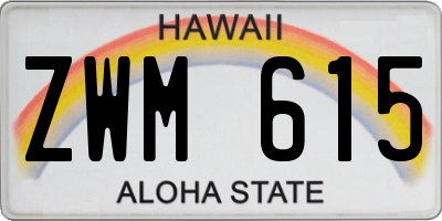 HI license plate ZWM615