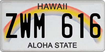HI license plate ZWM616