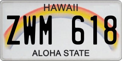 HI license plate ZWM618