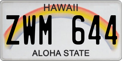 HI license plate ZWM644