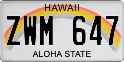 HI license plate ZWM647