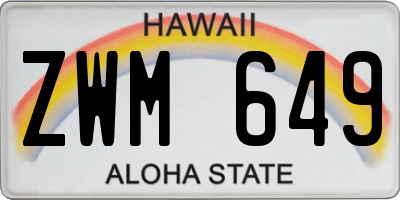 HI license plate ZWM649