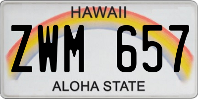 HI license plate ZWM657