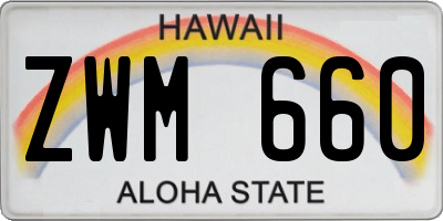 HI license plate ZWM660
