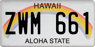 HI license plate ZWM661