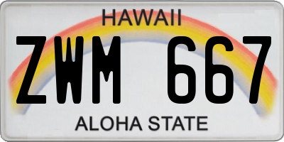 HI license plate ZWM667