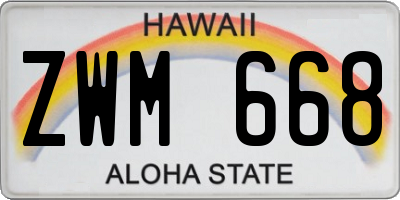 HI license plate ZWM668