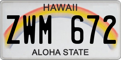 HI license plate ZWM672