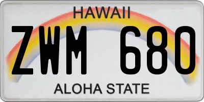 HI license plate ZWM680