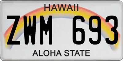 HI license plate ZWM693