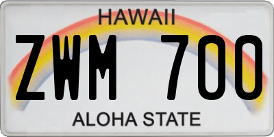 HI license plate ZWM700