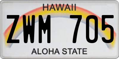 HI license plate ZWM705